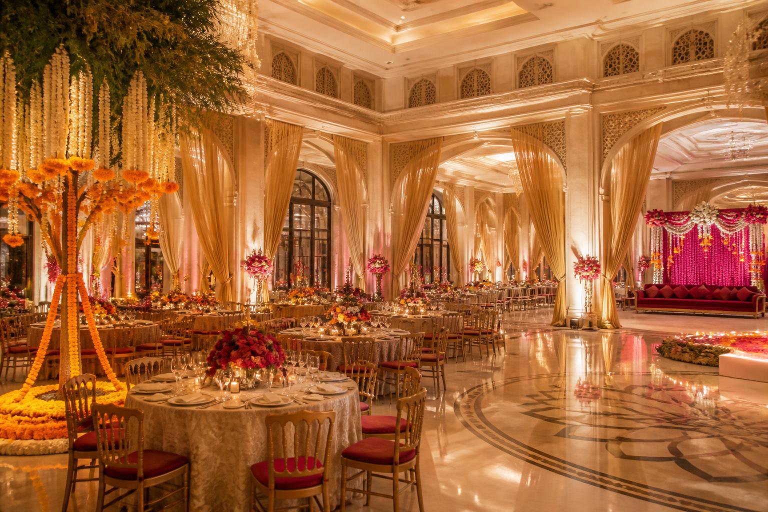 TRILOK ballroom prepared for a grand Indian wedding
